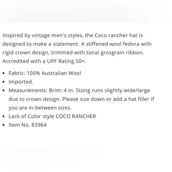 Lack of Color Women’s Coco Rancher Brown Wide-Brim Hat NWT’s - Picture 7 of 8